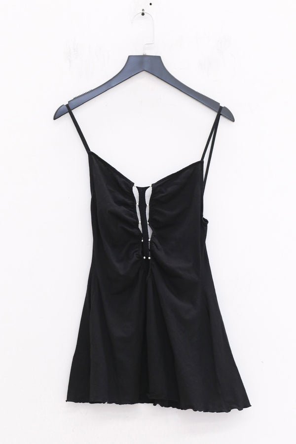 RUI built 25 autumn and winter cotton and linen lace long camisole RUI-RAW25WV01-Onyx black